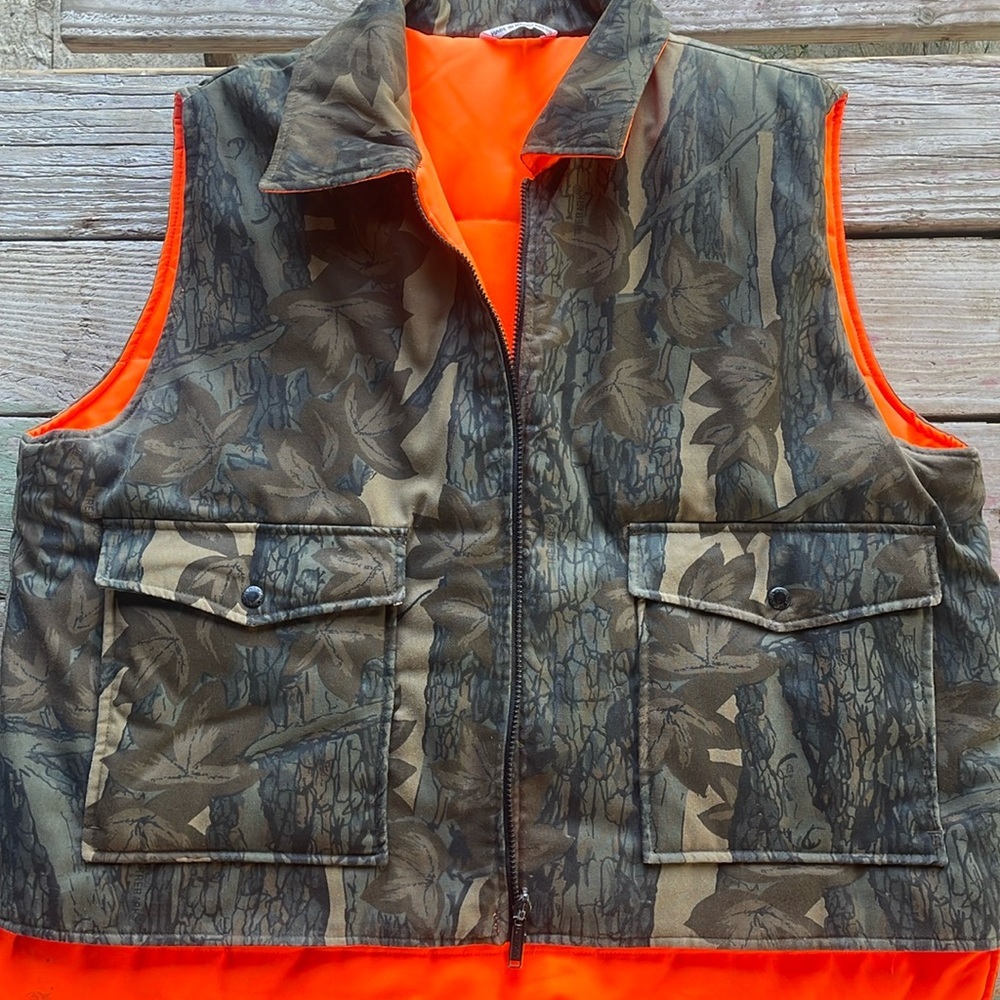 Trebark Hunting Camouflage & Orange Zip Up Vest Heavy Duty